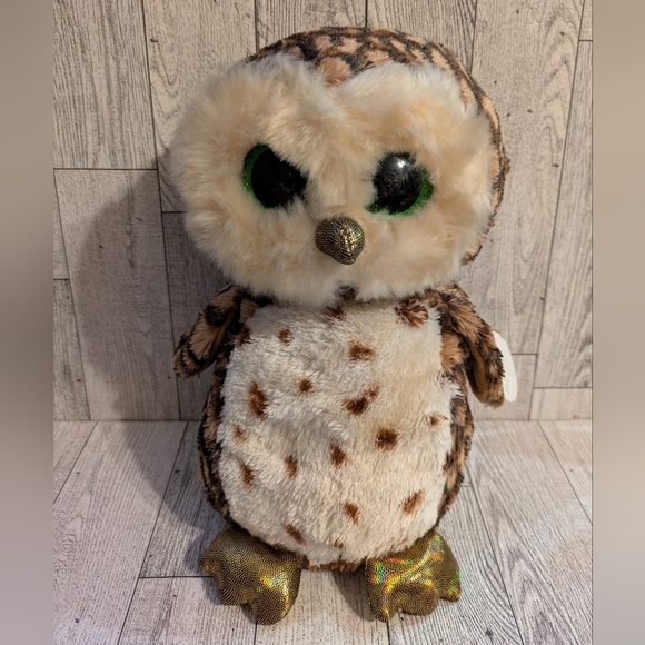 Ty Other - Ty Plush Owl Decor - Brown, Cream, and Gold 9"